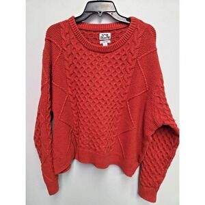 Future Collective Cropped Cable Knit Sweater Crew Neck -Reese Blutstein XXL Rust
